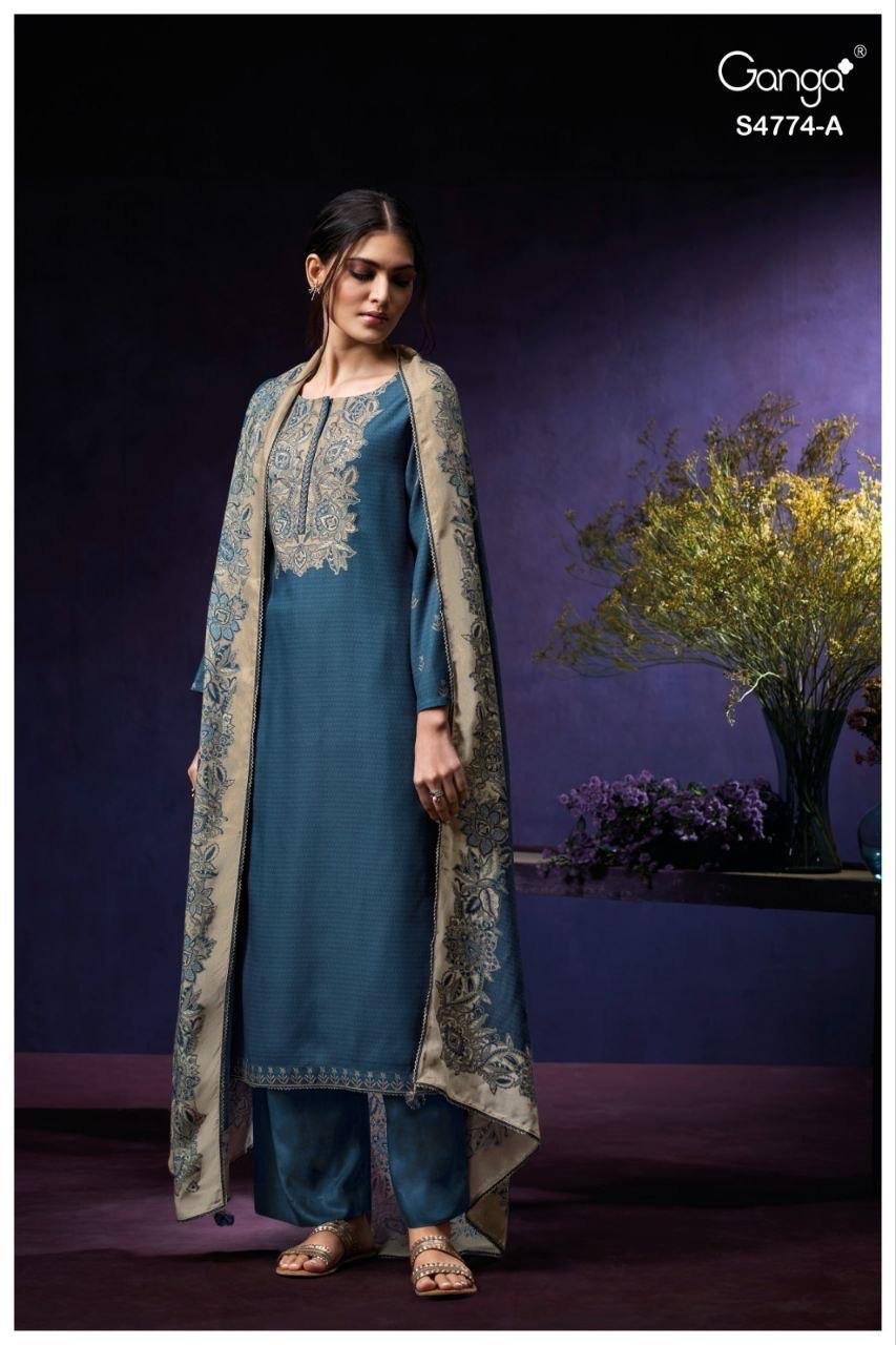 Larya 4774 Ganga Cotton Plazzo Style Suits Manufacturer Ahmedabad