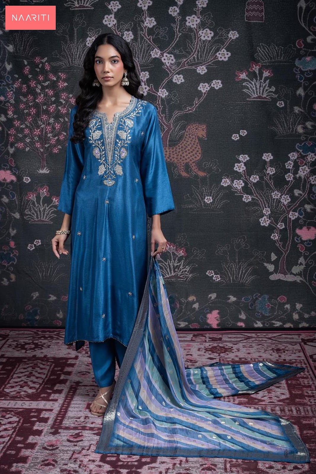 Lasha Naariti Russian Silk Plazzo Style Suits Exporter Gujarat