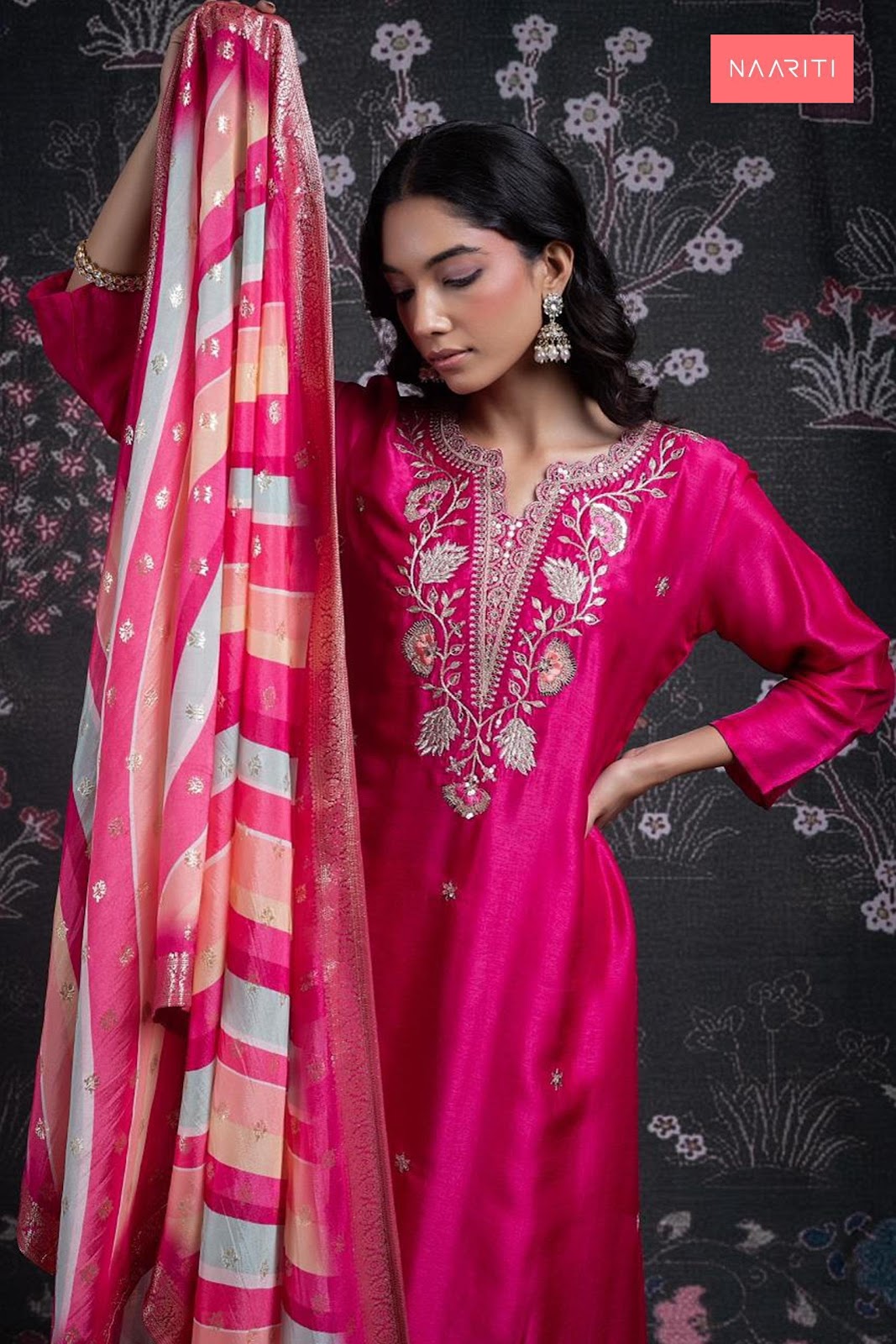 Lasha Naariti Russian Silk Plazzo Style Suits Exporter Gujarat