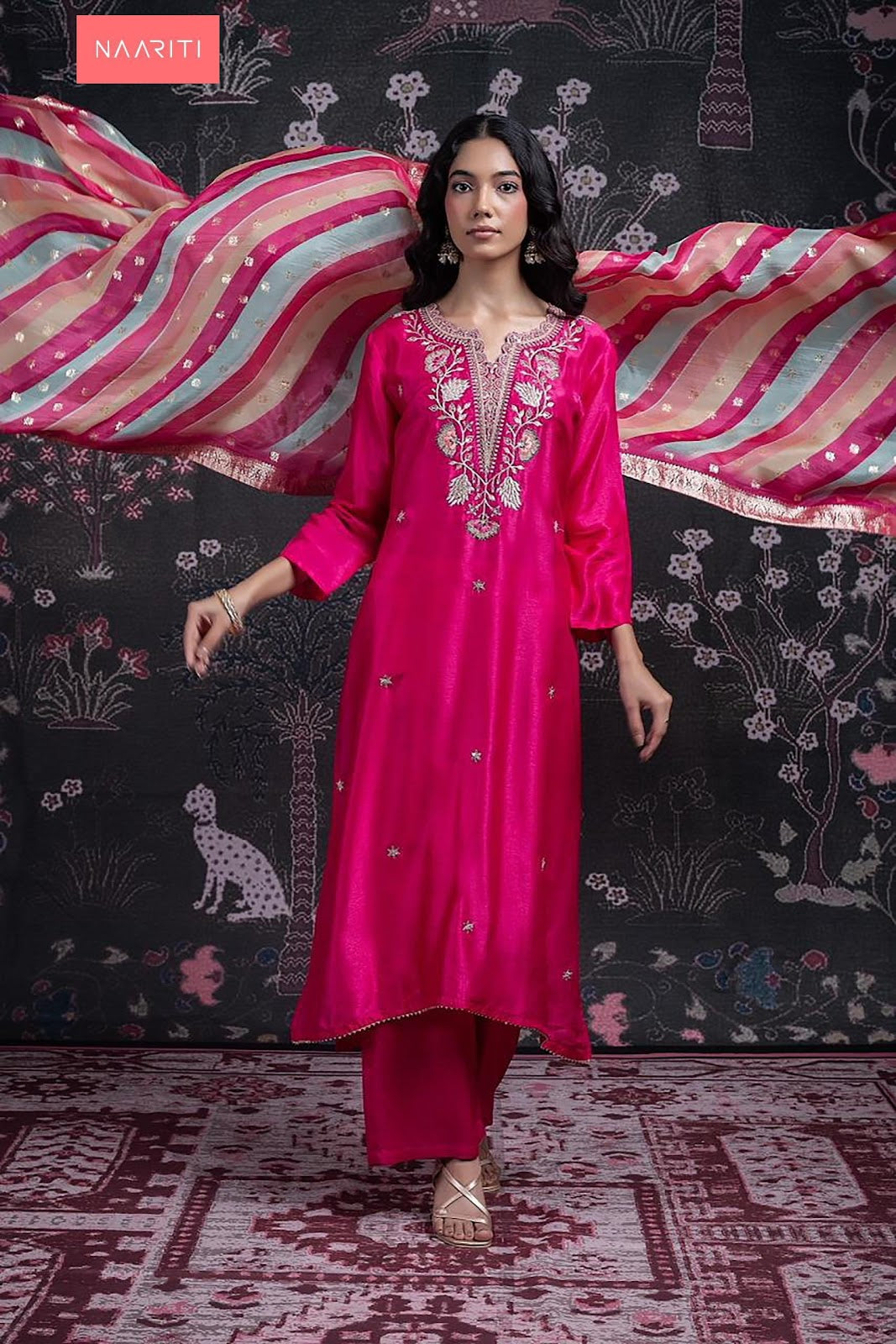 Lasha Naariti Russian Silk Plazzo Style Suits Exporter Gujarat