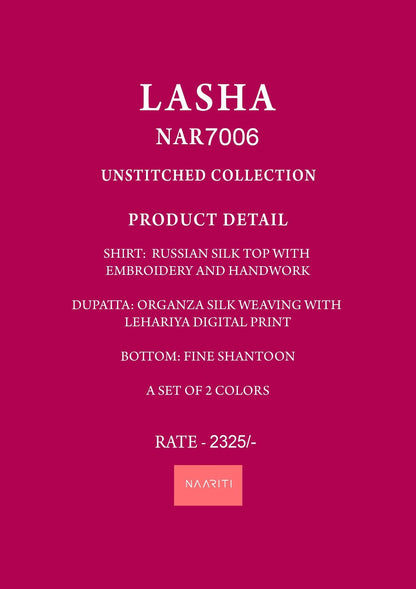 Lasha Naariti Russian Silk Plazzo Style Suits Exporter Gujarat