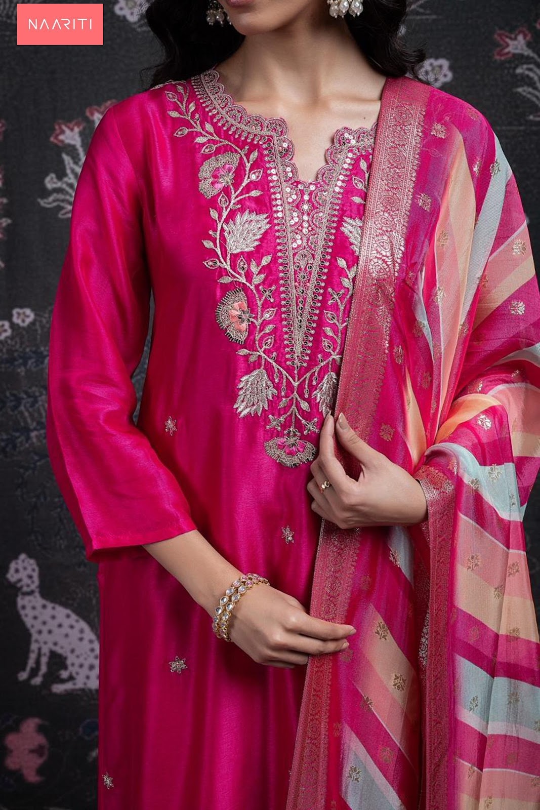 Lasha Naariti Russian Silk Plazzo Style Suits Exporter Gujarat