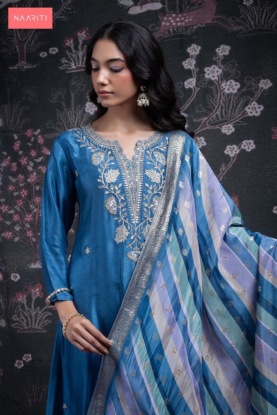 Lasha Naariti Russian Silk Plazzo Style Suits Exporter Gujarat