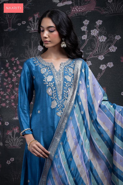 Lasha Naariti Russian Silk Plazzo Style Suits Exporter Gujarat
