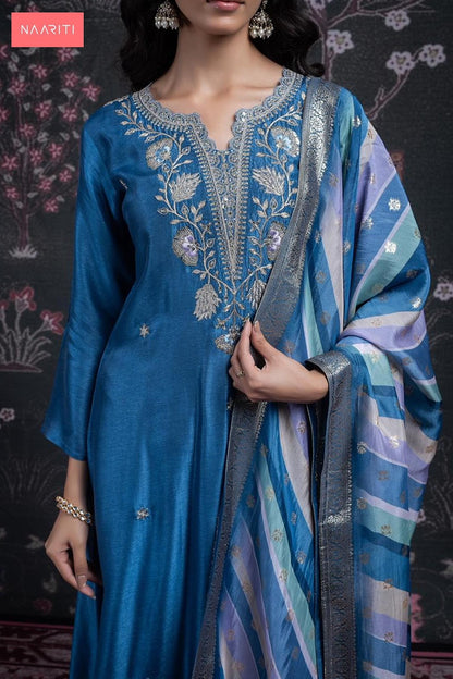 Lasha Naariti Russian Silk Plazzo Style Suits Exporter Gujarat