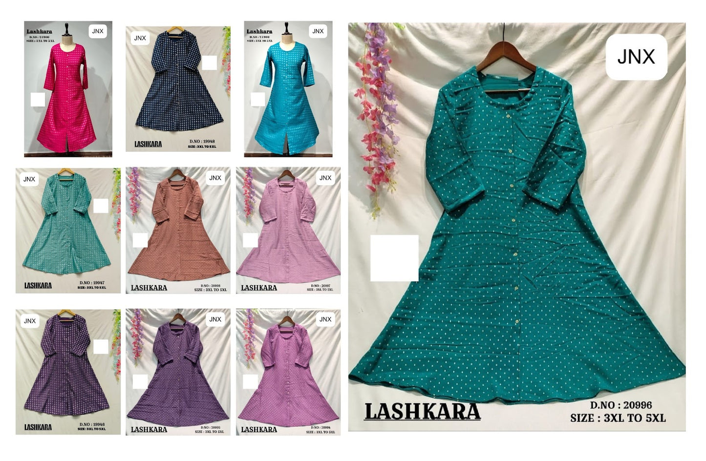 Lashkara 011225 Jnx Vertican Foil Plus Size Kurtis Supplier Gujarat