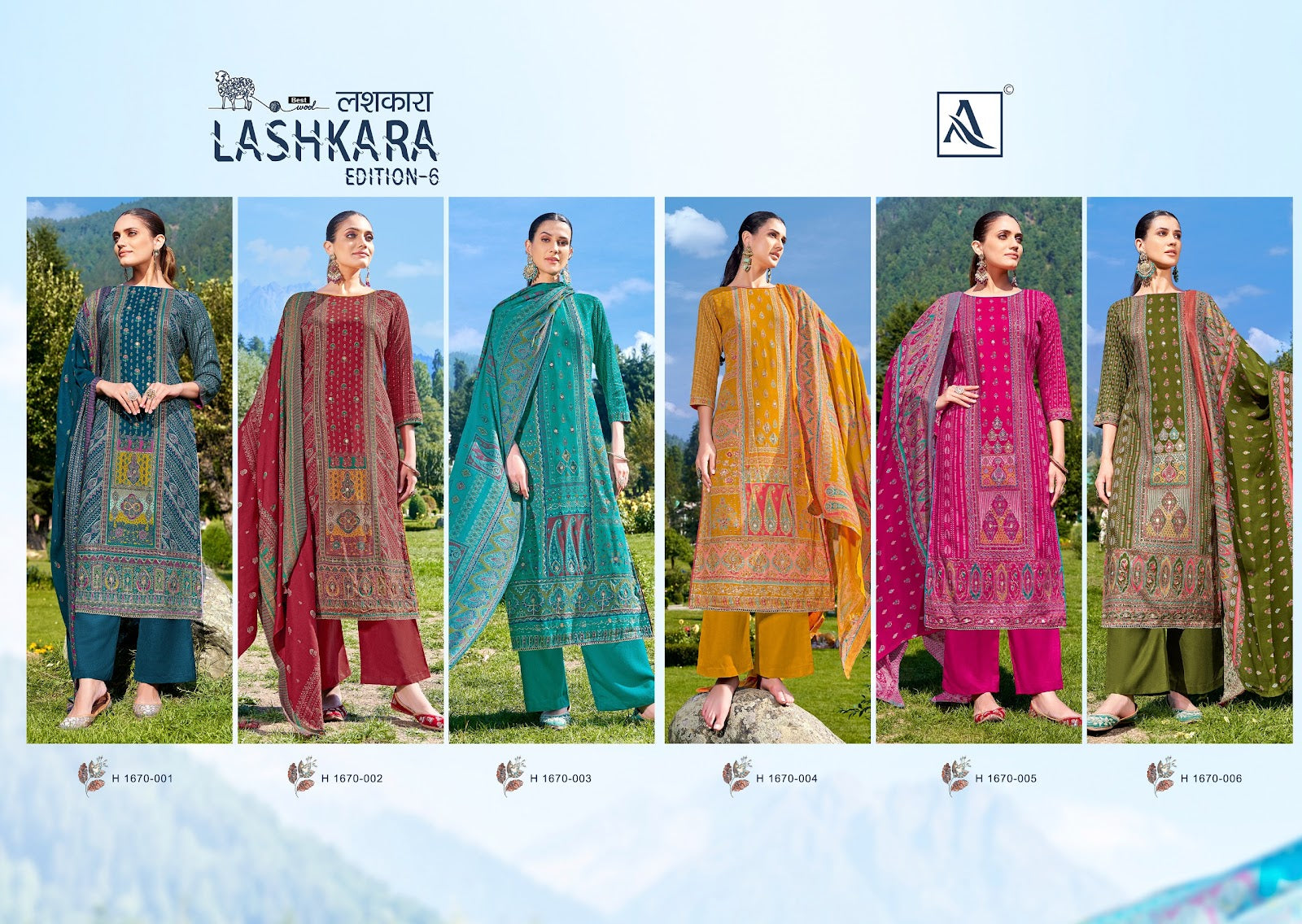 Lashkara Edition 6 Alok Viscose Pashmina Suits Wholesaler India