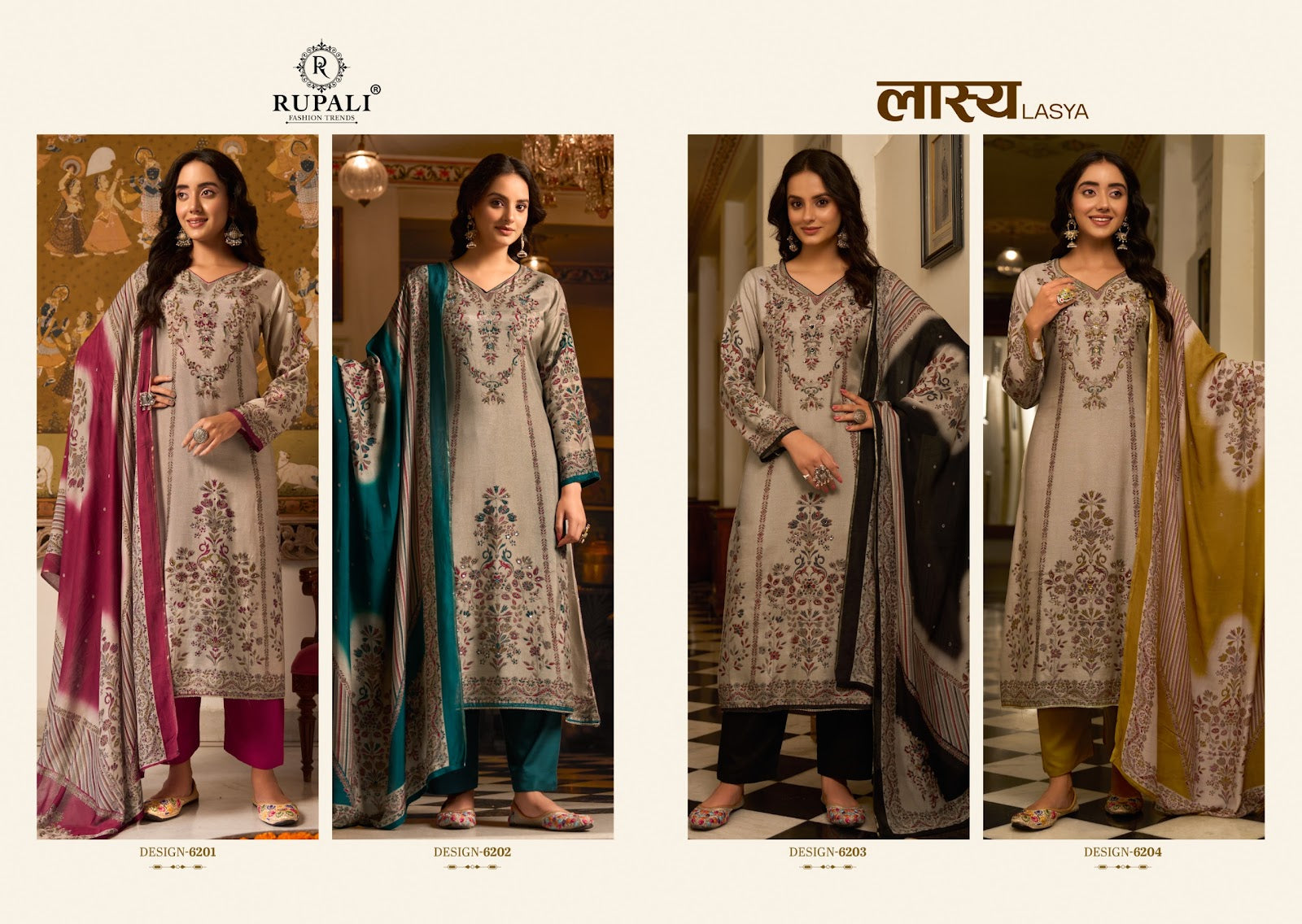 Lasya Rupali Viscose Muslin Pant Style Suits Supplier Gujarat
