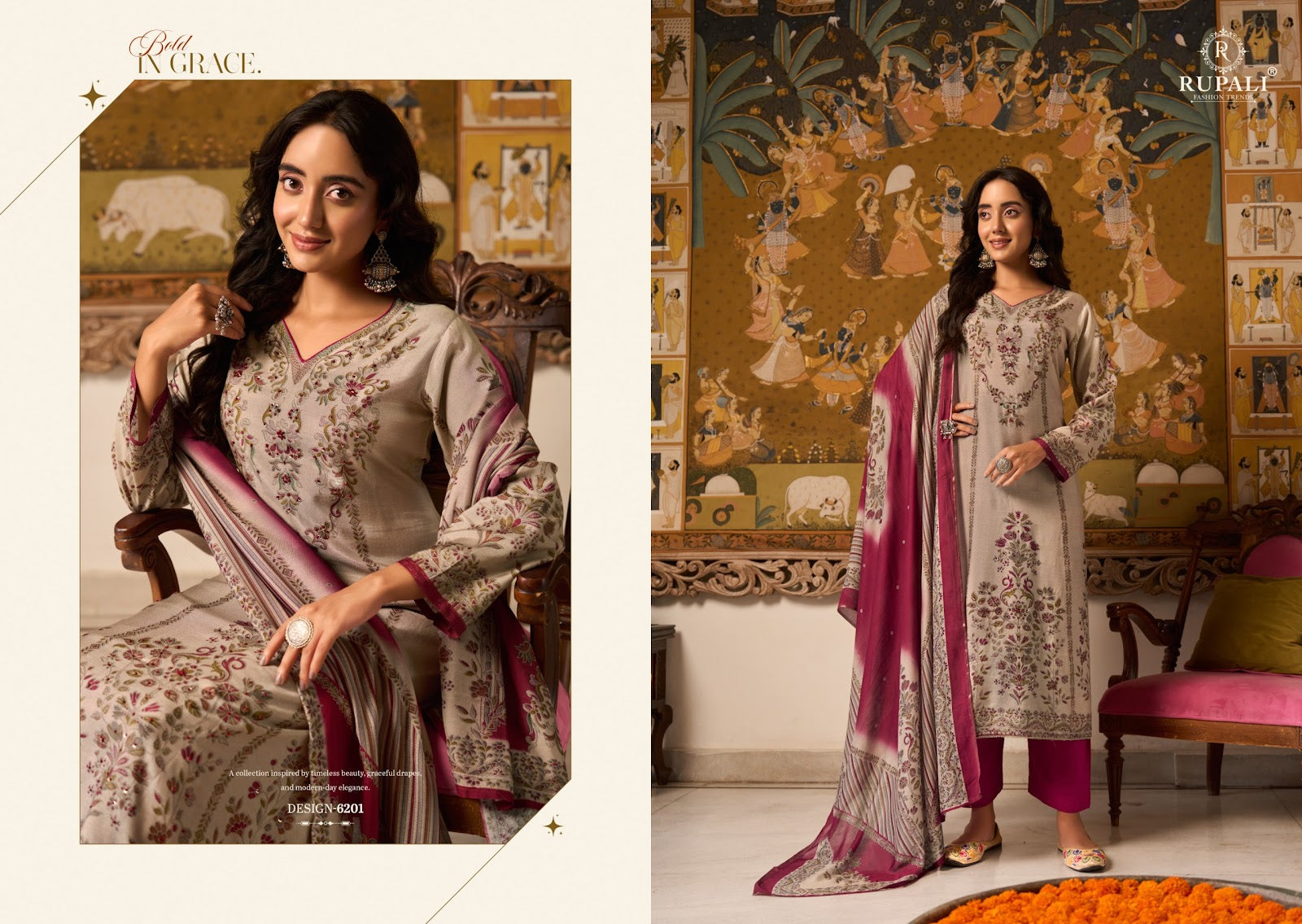 Lasya Rupali Viscose Muslin Pant Style Suits Supplier Gujarat