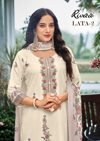 Lata 2 Rivaa Jam Satin Pant Style Suits Manufacturer India