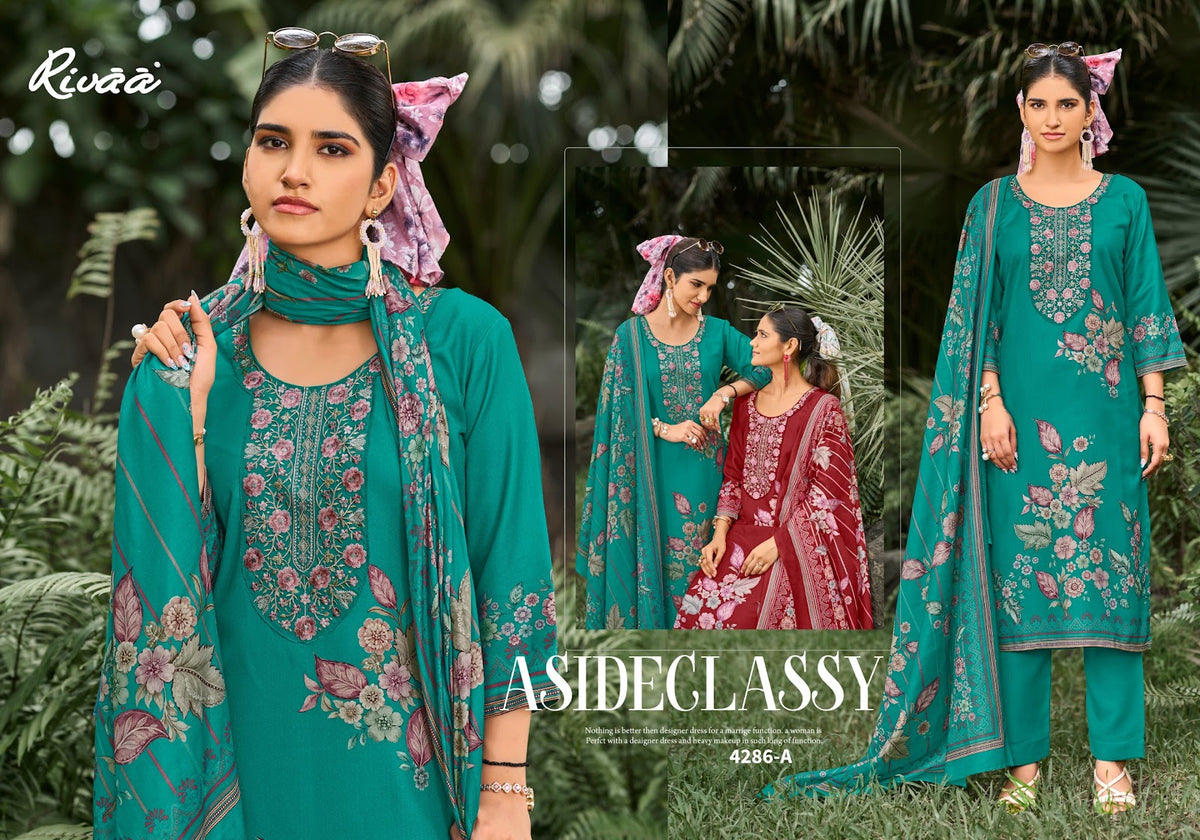 Lata 3 Rivaa Pashmina Suits Supplier India
