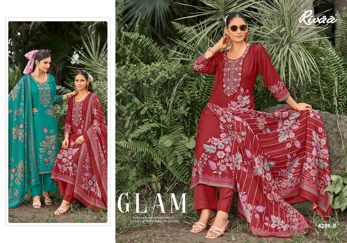 Lata 3 Rivaa Pashmina Suits Supplier India