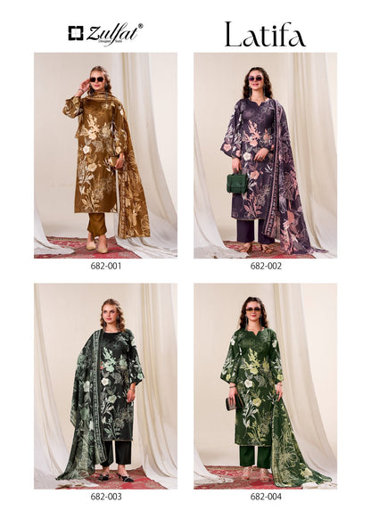 Latifa Zulfat Designer Jam Cotton Karachi Salwar Suits Manufacturer