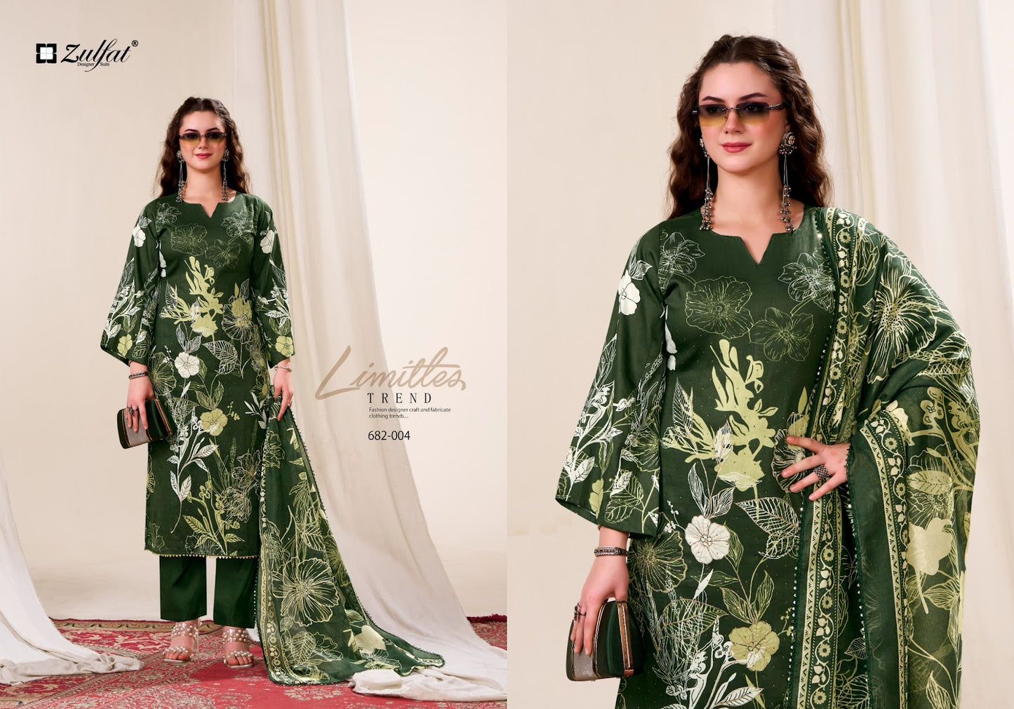 Latifa Zulfat Designer Jam Cotton Karachi Salwar Suits Manufacturer