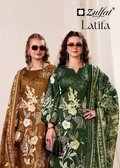 Latifa Zulfat Designer Jam Cotton Karachi Salwar Suits Manufacturer