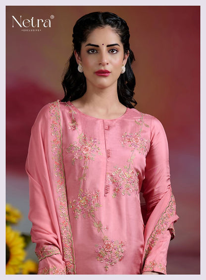 Latika Netra Silk Pant Style Suits Wholesaler Ahmedabad