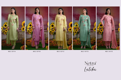 Latika Netra Silk Pant Style Suits Wholesaler Ahmedabad