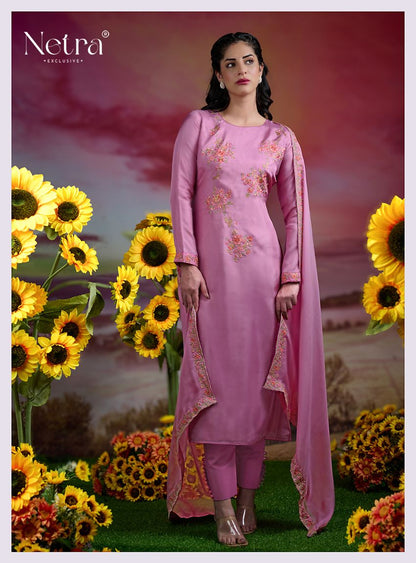 Latika Netra Silk Pant Style Suits Wholesaler Ahmedabad