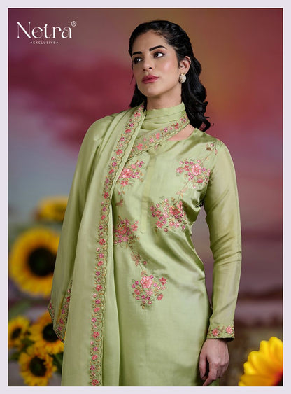Latika Netra Silk Pant Style Suits Wholesaler Ahmedabad