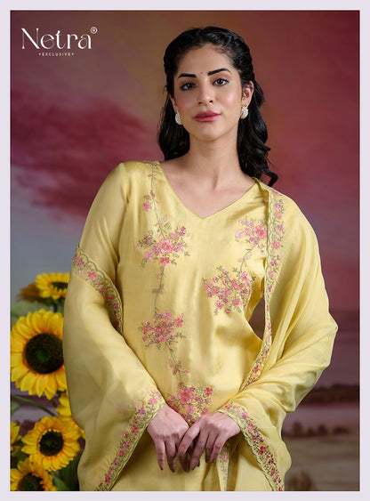 Latika Netra Silk Pant Style Suits Wholesaler Ahmedabad