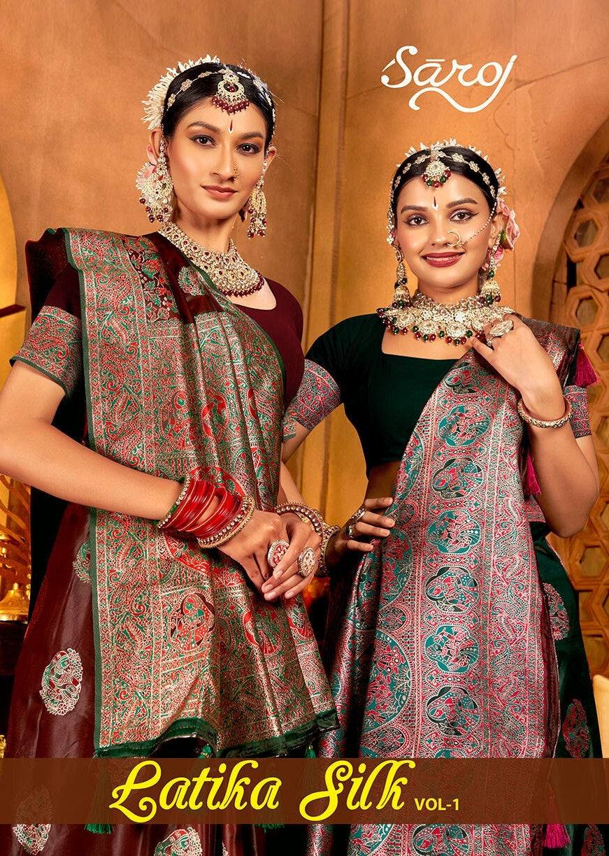 Latika Silk Vol 1 Saroj Satin Silk Sarees Manufacturer Ahmedabad