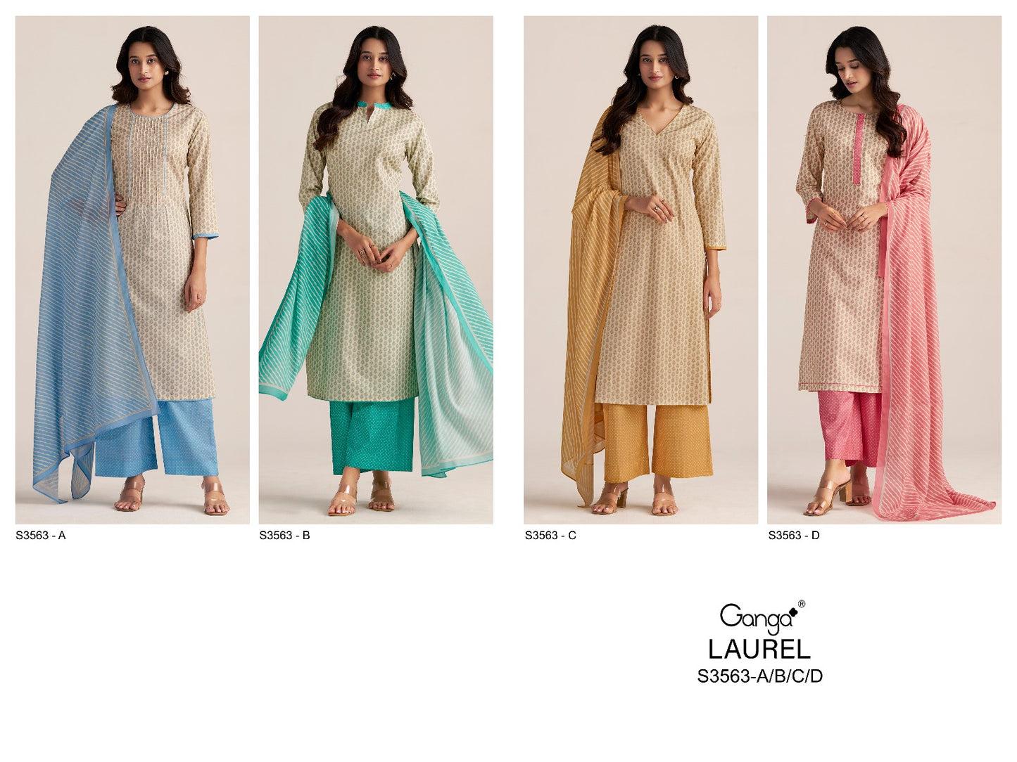 Laurel 3563 Ganga Premium Cotton Plazzo Style Suits Manufacturer