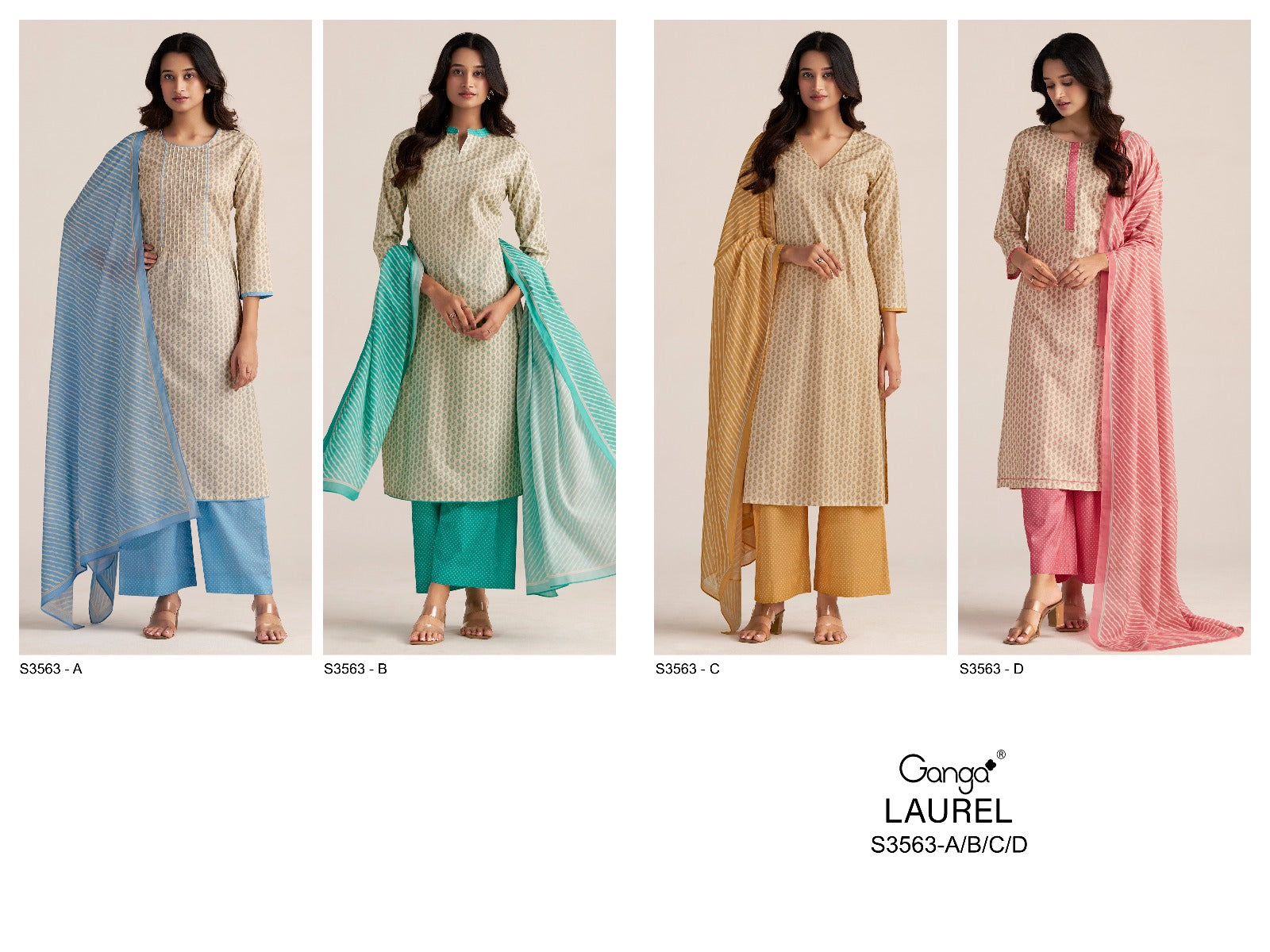 Laurel 3563 Ganga Premium Cotton Plazzo Style Suits Manufacturer
