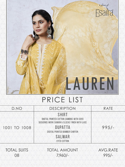 Lauren Esaira Cotton Cambric Pant Style Suits Supplier