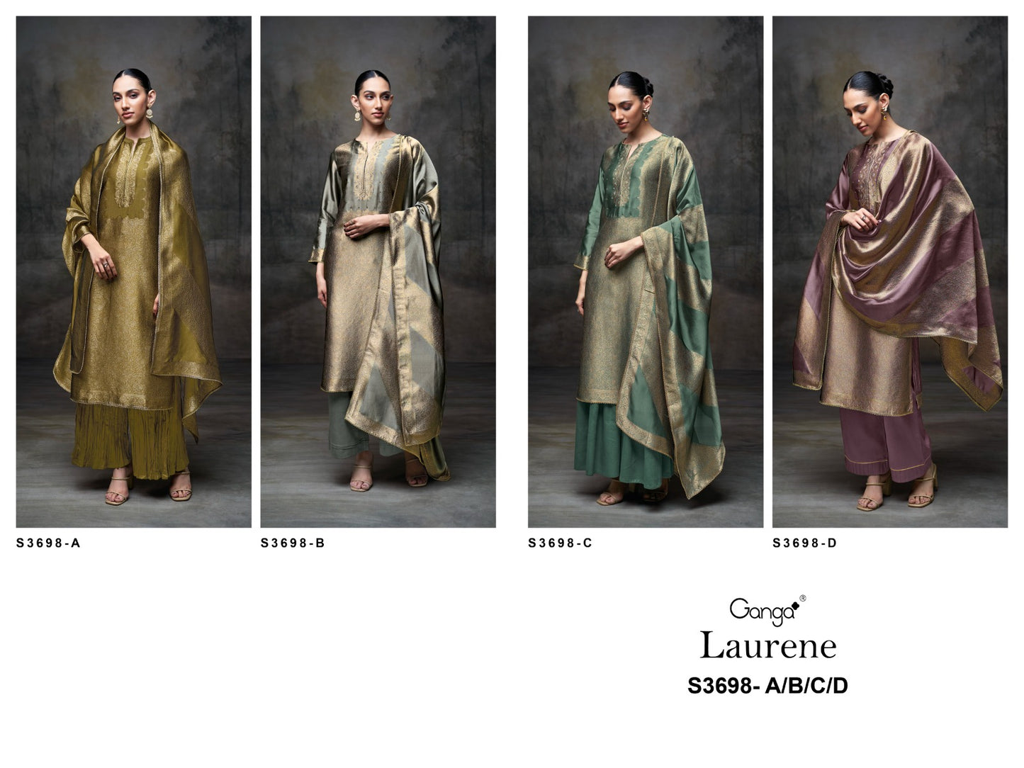 Laurene 3698 Ganga Premium Viscose Plazzo Style Suits Exporter Ahmedabad