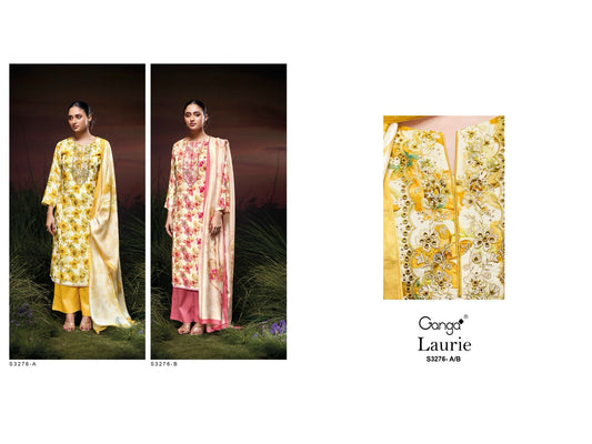 Laurie S3276-Ab Ganga Pure Viscose Muslin Plazzo Style Suits Manufacturer Ahmedabad