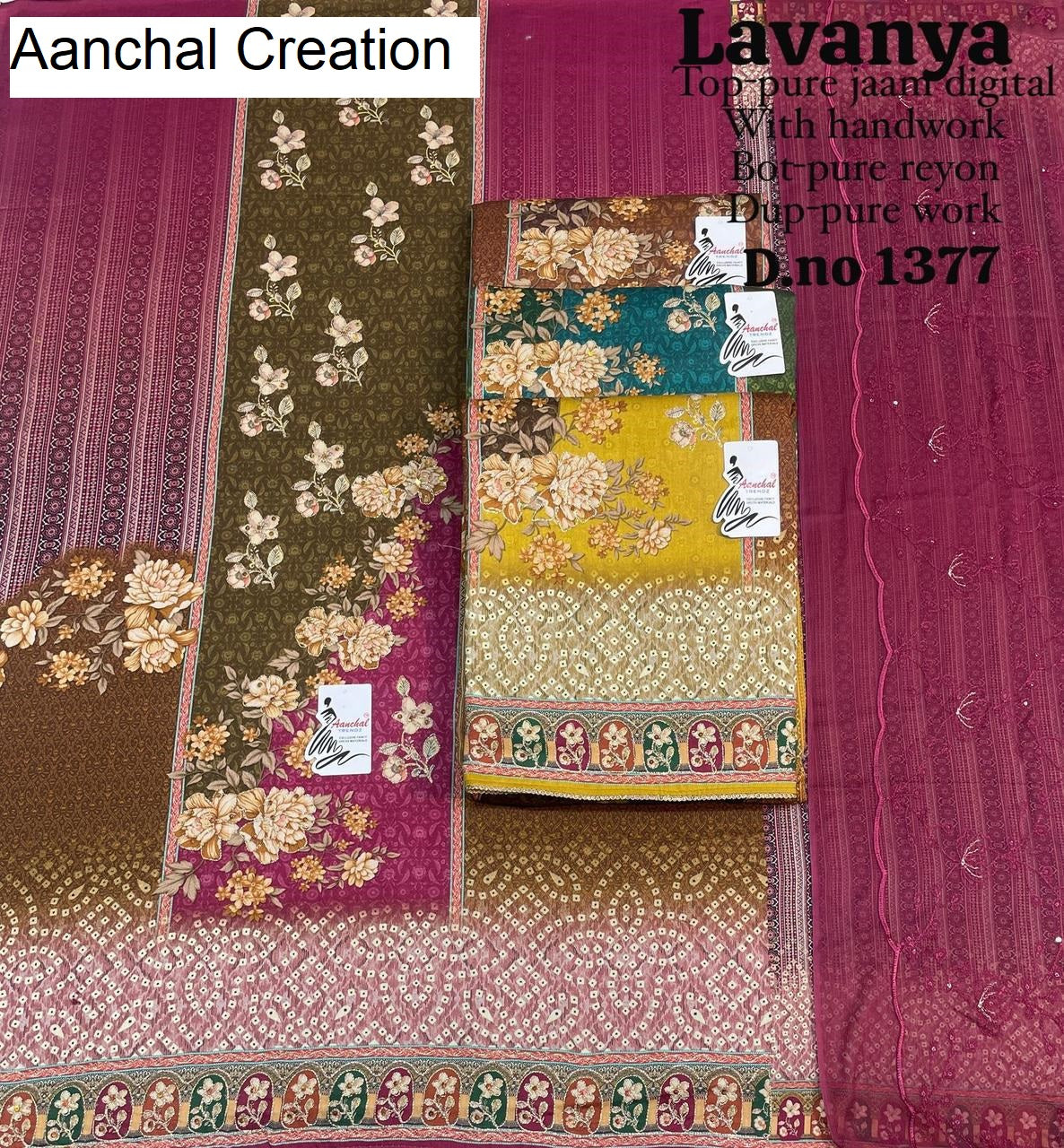 Lavanaya Aanchal Creation Pure Jaam Salwar Suits Supplier