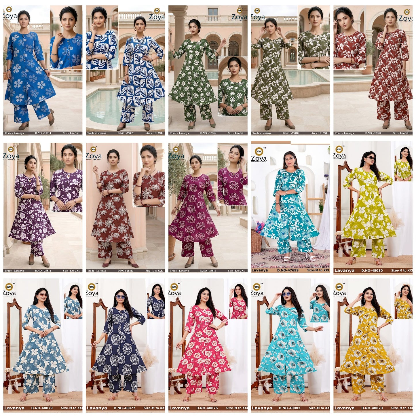Lavanya 030326 Zoya Rayon Kurti Pant Set Wholesaler Ahmedabad