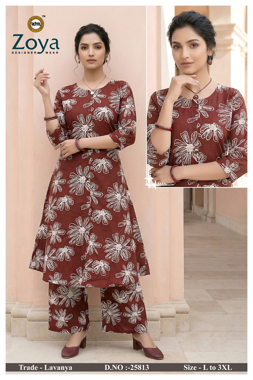 Lavanya 030326 Zoya Rayon Kurti Pant Set Wholesaler Ahmedabad
