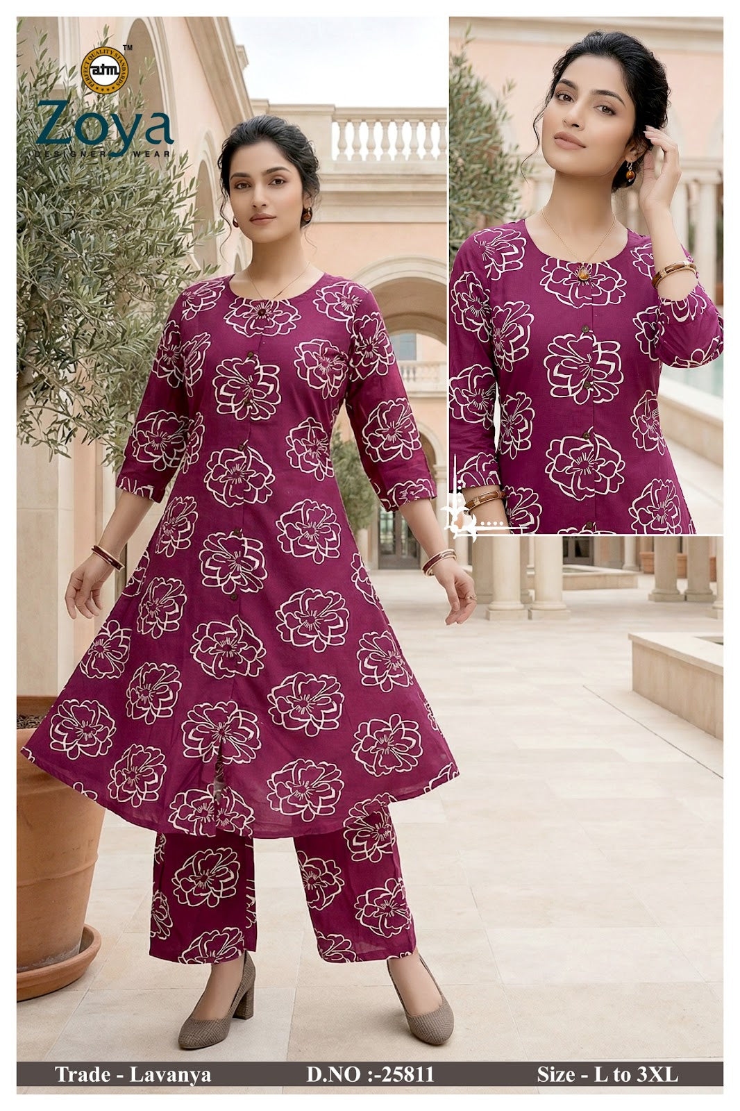 Lavanya 030326 Zoya Rayon Kurti Pant Set Wholesaler Ahmedabad