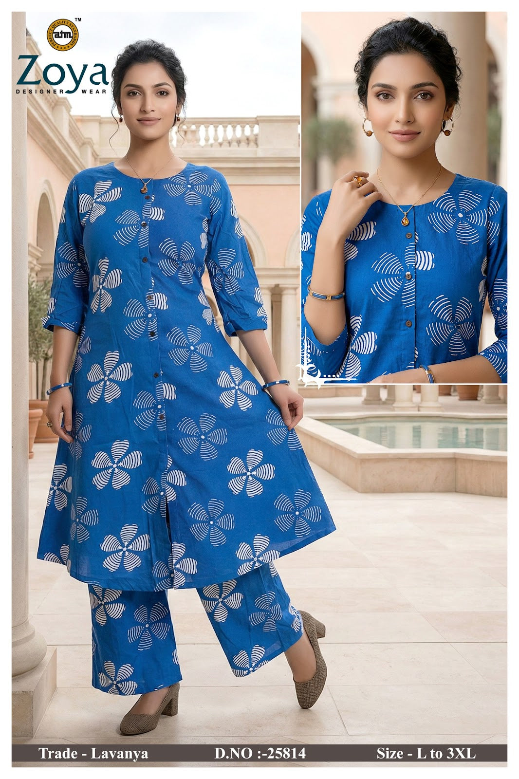 Lavanya 030326 Zoya Rayon Kurti Pant Set Wholesaler Ahmedabad
