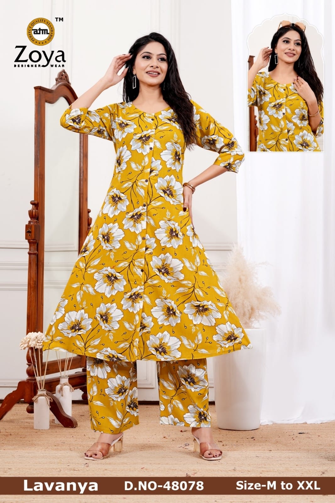 Lavanya 030326 Zoya Rayon Kurti Pant Set Wholesaler Ahmedabad