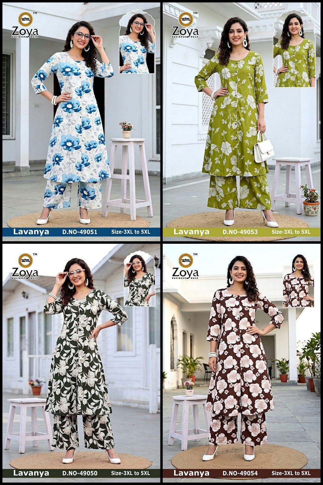 Lavanya 120926 Zoya Rayon Kurti Plazzo Set Exporter Ahmedabad
