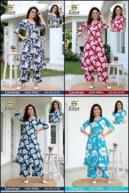 Lavanya 120926 Zoya Rayon Kurti Plazzo Set Exporter Ahmedabad