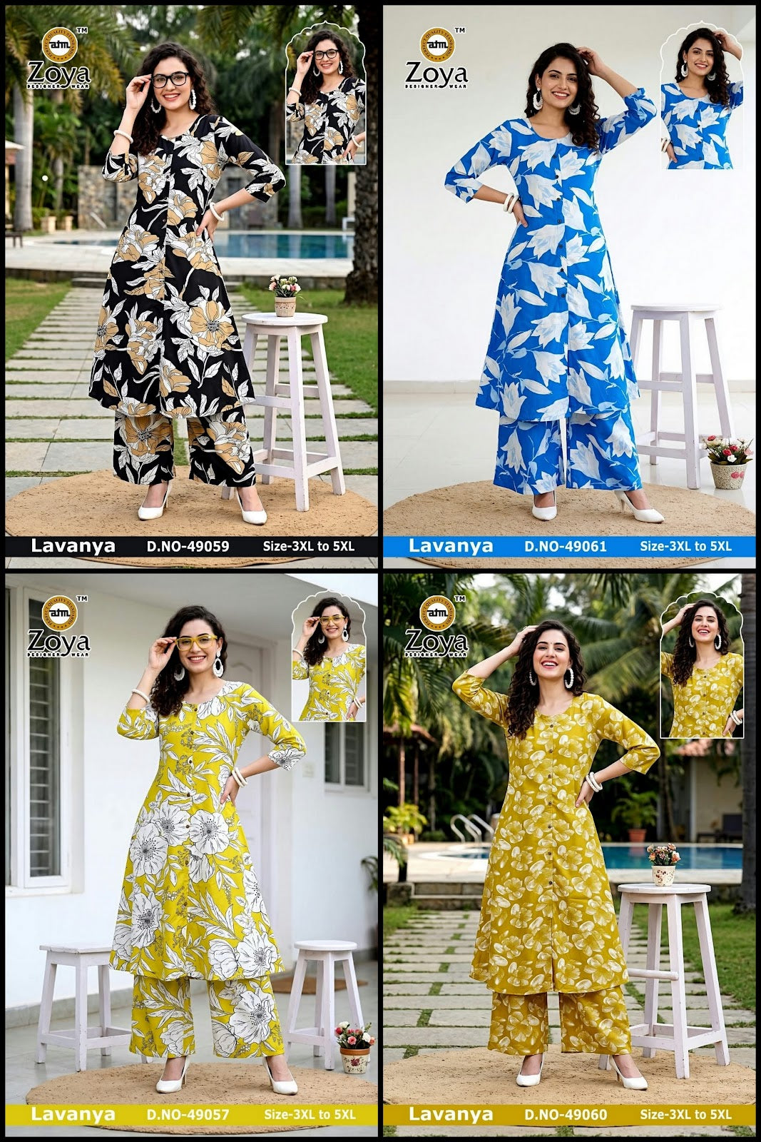 Lavanya 120926 Zoya Rayon Kurti Plazzo Set Exporter Ahmedabad