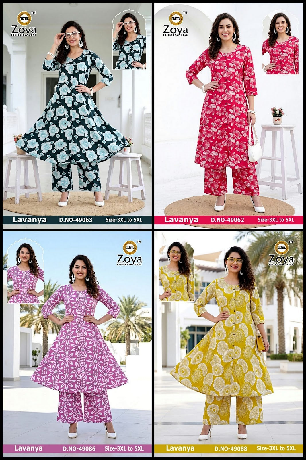 Lavanya 120926 Zoya Rayon Kurti Plazzo Set Exporter Ahmedabad