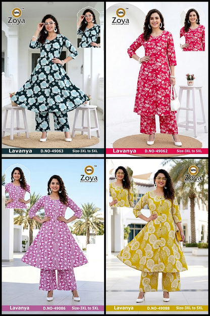 Lavanya 120926 Zoya Rayon Kurti Plazzo Set Exporter Ahmedabad