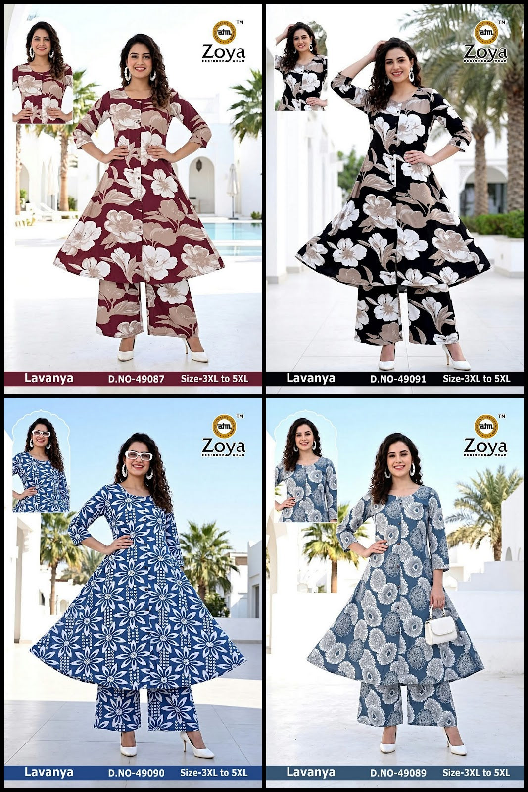 Lavanya 120926 Zoya Rayon Kurti Plazzo Set Exporter Ahmedabad