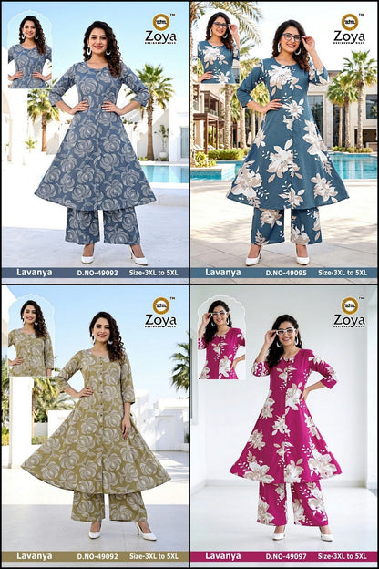 Lavanya 120926 Zoya Rayon Kurti Plazzo Set Exporter Ahmedabad