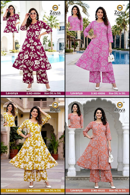 Lavanya 120926 Zoya Rayon Kurti Plazzo Set Exporter Ahmedabad