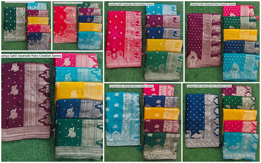 Lavanya Satin Swaroski Hans Creation Sarees Manufacturer Ahmedabad