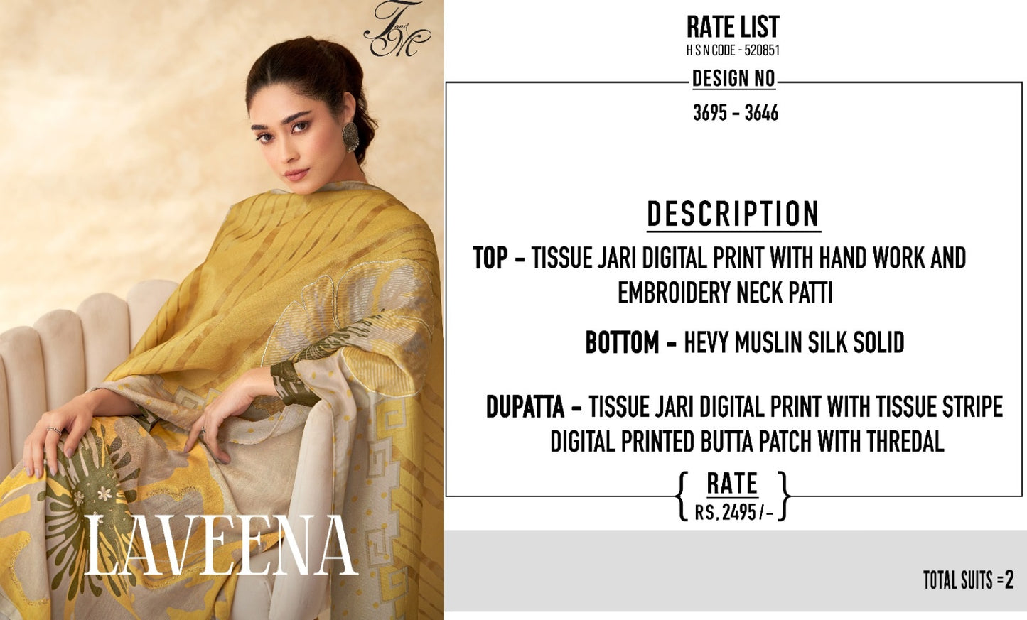 Laveena Tm Tissue Plazzo Style Suits Wholesaler