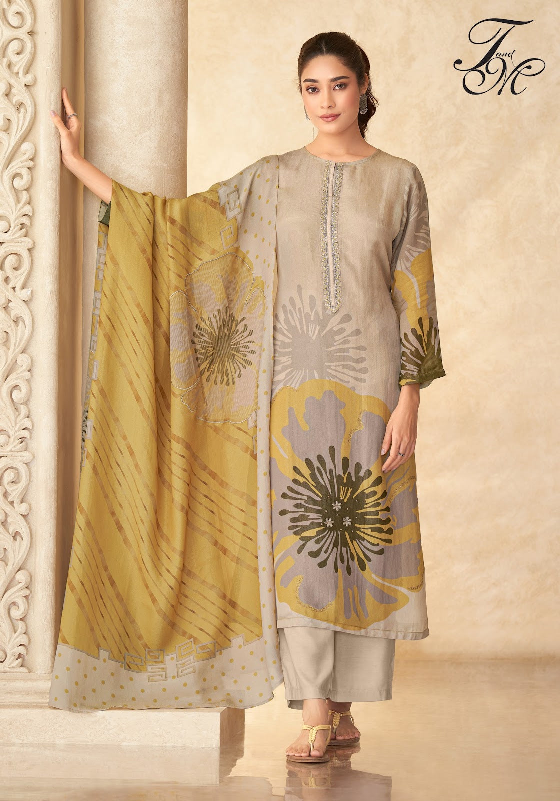 Laveena Tm Tissue Plazzo Style Suits Wholesaler
