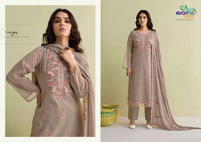 Lavender Avon Trendz Simmer Silk Pant Style Suits Wholesaler