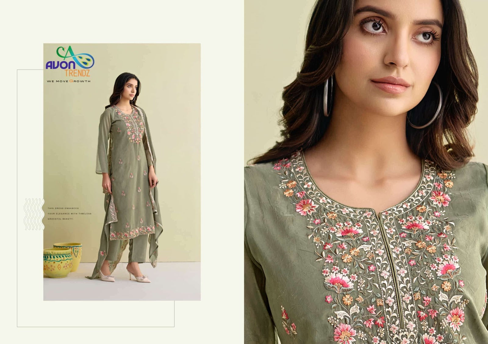 Lavender Avon Trendz Simmer Silk Pant Style Suits Wholesaler