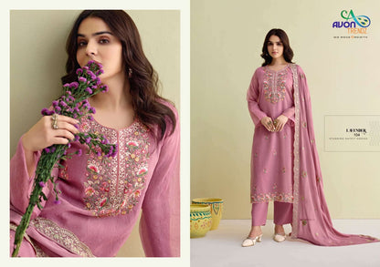 Lavender Avon Trendz Simmer Silk Pant Style Suits Wholesaler